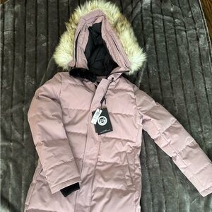 TNA Mauve Hooded Puffer Jacket